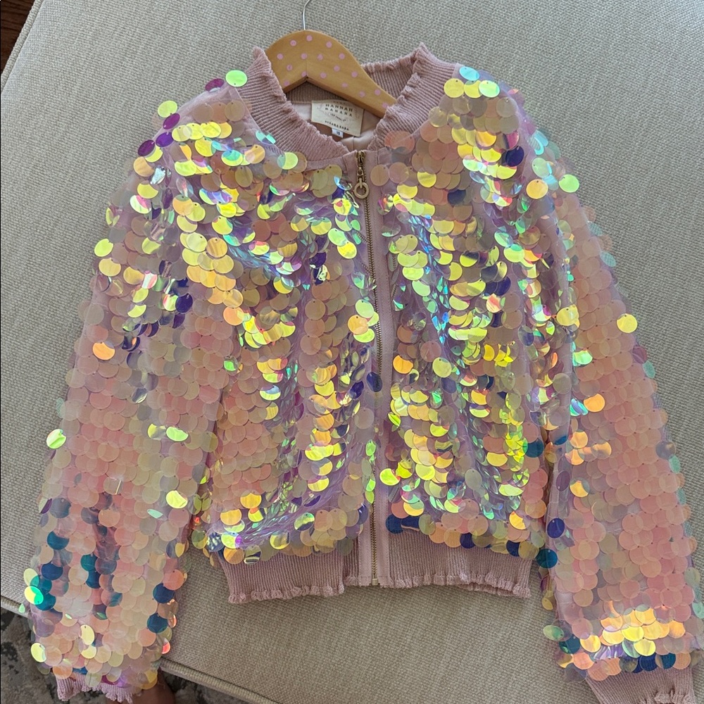 Hannah Banana Pink Sequin Puffer Jacket